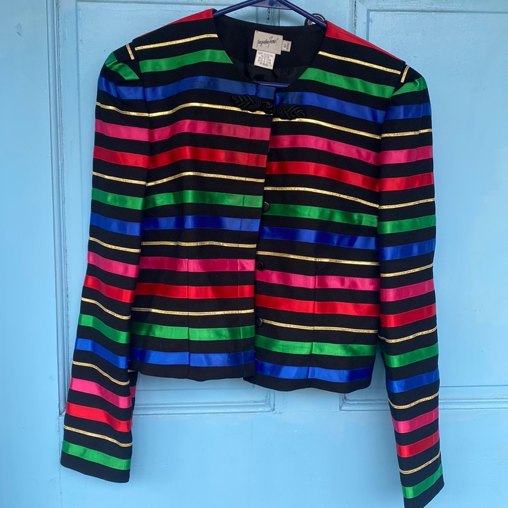 Jacqueline Ferrar Vintage Jacket Striped Crop size 4P